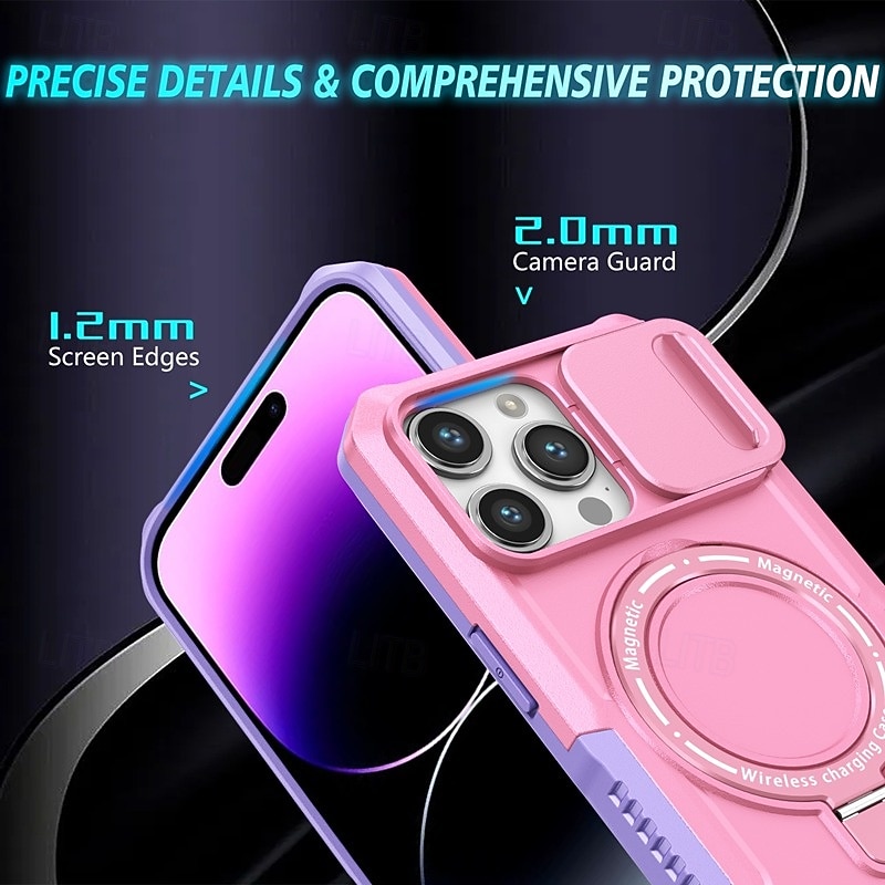 Phone Case For iPhone 16 15 14 Pro Max Plus 13 12 11 Pro Max Back Cover with Stand Holder Magnetic Support Wireless Charging Retro PC 2026 - $18.99 –P6