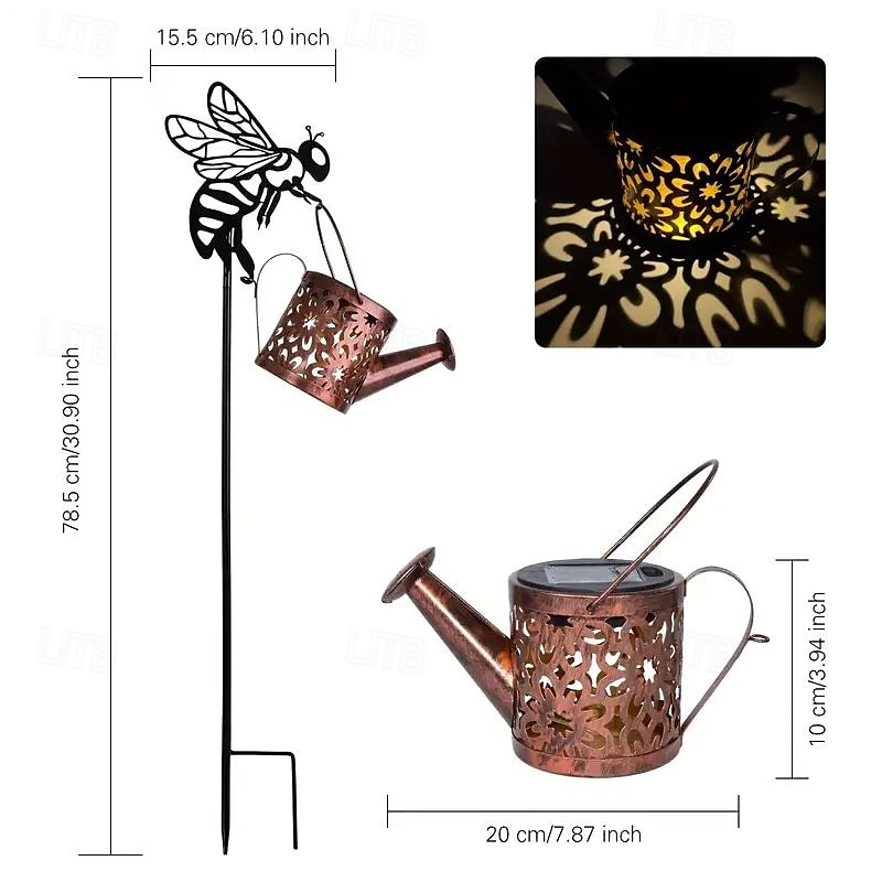Lámpara solar para botella de agua con forma de abeja, lámpara colgante de hierro con forma de colibrí, lámpara de césped para exteriores resistente al agua para patio, bodas, campamentos y decoración 2025 - $31.99 –P14