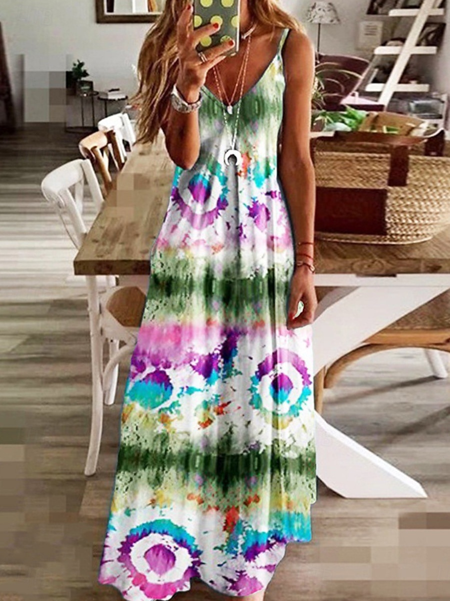 Femme Robe mi-longue Robe Trapèze Robe à enfiler Robe à épaules dénudées Décontractées Vacances du quotidien Standard Floral Sans Manches Col V Blanche Rose Claire Bleu Ciel Violet Eté de 2025 ? $21.99 –P3