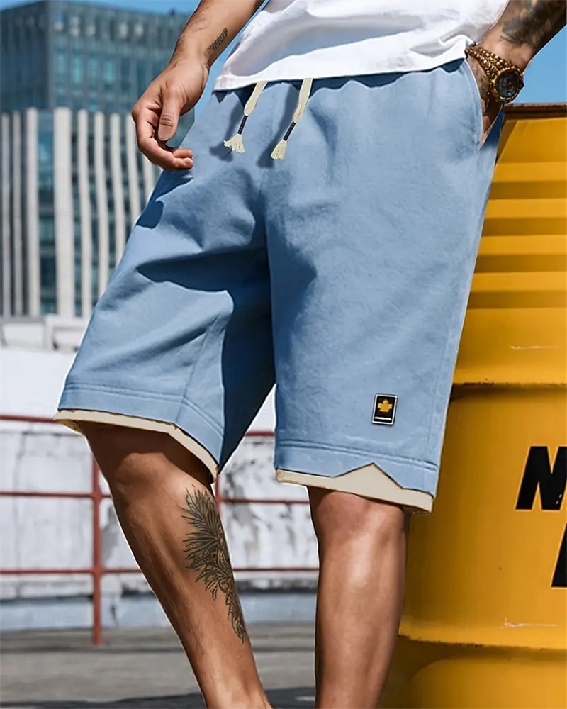 Per uomo Pantaloncini Pantaloncini estivi Pantaloncini casual Tasche A cordoncino Vita elastica Collage Comfort Traspirante Breve Esterno Da mare Sport Informale Nero Blu del 2026 a $12.49 –P12