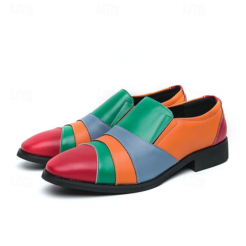 flerfärgade lapptäckta slip-on klänningskor för män – djärva vintageinspirerade loafers för fester, scenframträdanden och modeevenemang 2026 - $46.99 –P1