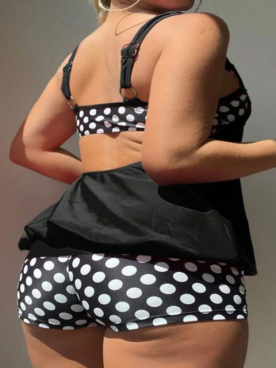 Women's Swimwear Bikini 2 Piece Boy Leg Swimsuit Backless Slim Vacation Beach Wear Polka Dot U Neck Sleeveless Bathing Suits 2025 - $23.99 –P7