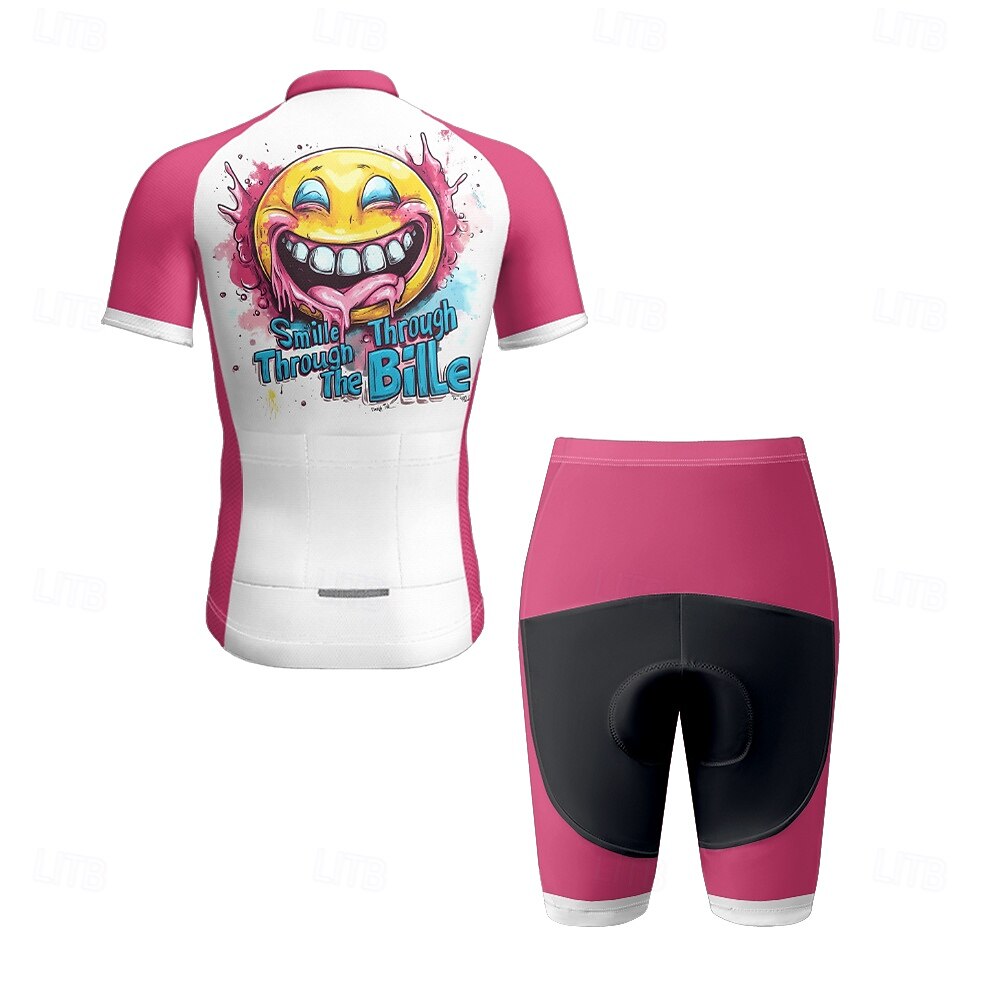 Voor heren Wielrenshirt met shorts Korte mouw Bergracen Wegwielrennen Fuchsia Rode roos Grafisch Fietsen Spandex Sport Grafisch Letter en nummer Kleding 2025 - $47.99 –P18