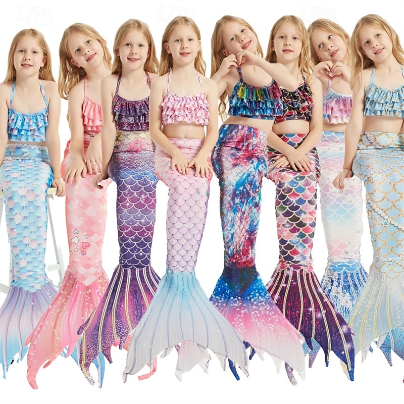 Enfants Fille Maillots de bain sirène Maillot de bain Vacances Plage Balance Vacances Tropique Maillots de bain 4 ans et + Eté Rose Claire Rose Claire de 2025 ? $34.99 –P2