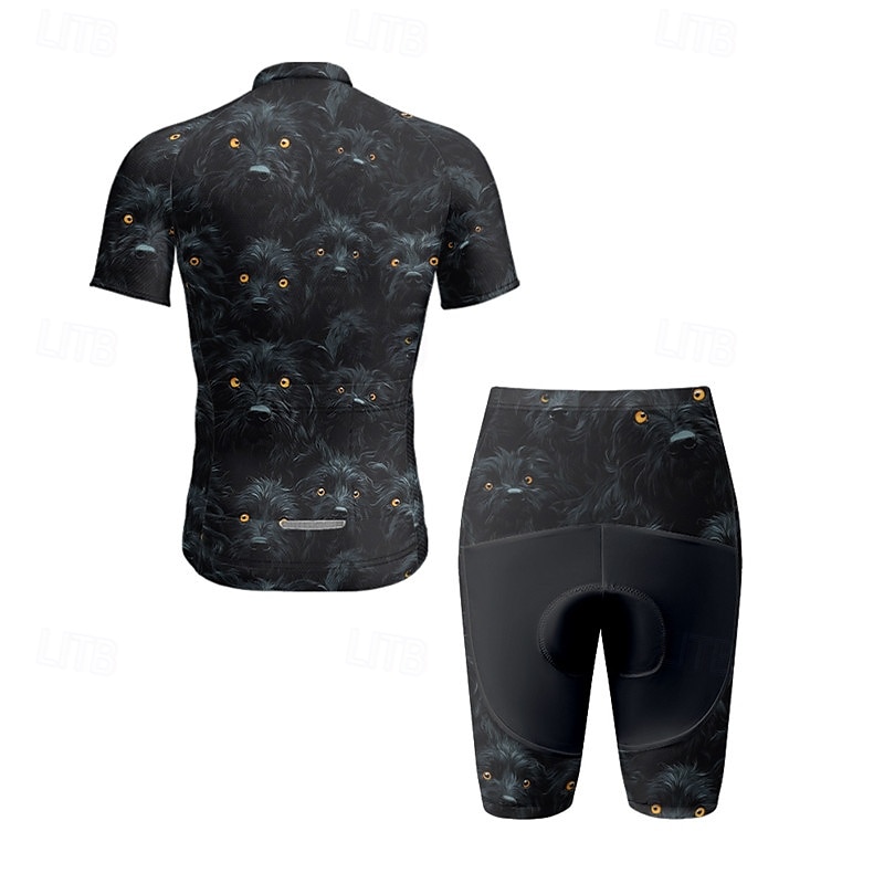 Men's Cycling Jersey with Shorts Dog Short Sleeve Bike Clothing Suit with 3 Rear Pockets Mountain Bike MTB Road Bike Cycling Front Zipper Sweat wicking Comfortable Breathable Sports Black Yellow Dark 2025 - $47.99 –P4