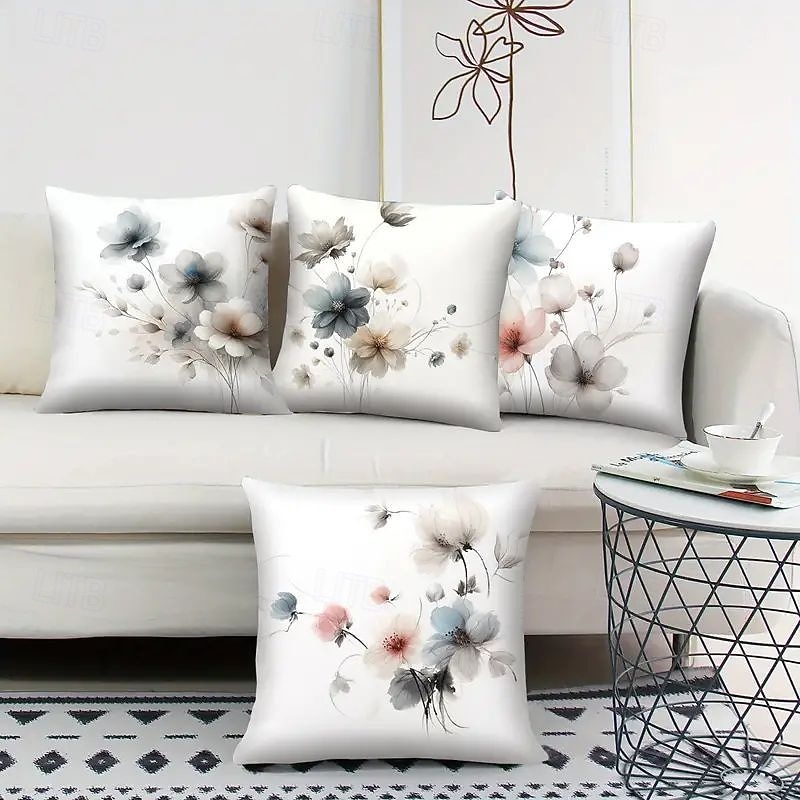 Floral Decorative Toss Pillows Cover 4PC Soft Square Couch Cushion Case Pillowcase for Farmhouse Bedroom Livingroom Sofa Chair 2026 - $20.99 –P3