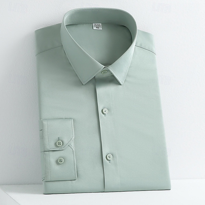 Homme Chemise Chemise boutonnée Couleur unie Mariage Soirée Noir Blanche Jaune Vert Claire manche longue Revers Printemps Automne Vêtement Tenue Poche de 2025 ? $29.99 –P6