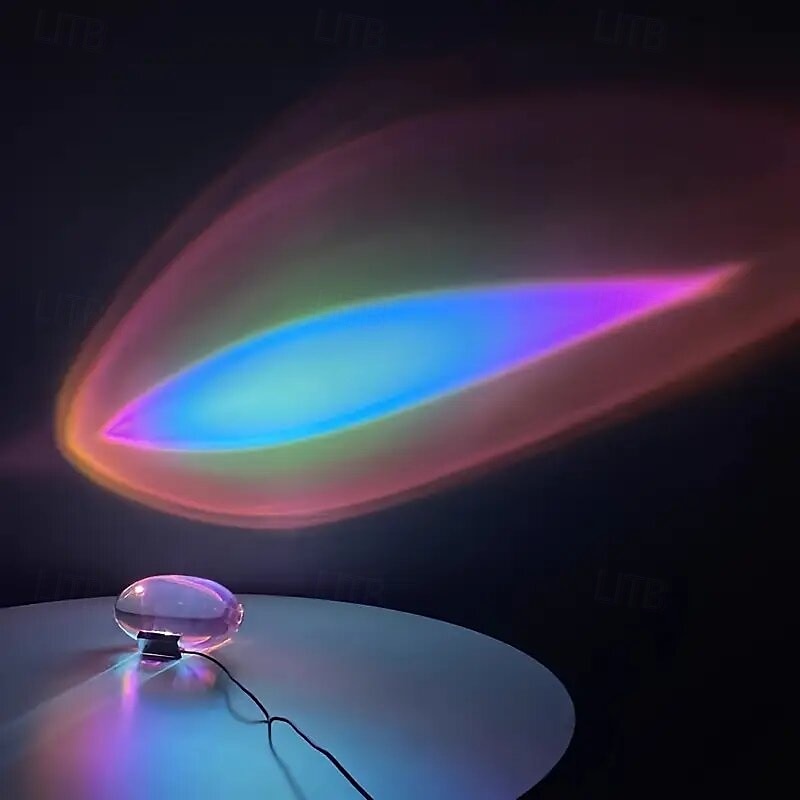 مصباح زخرفي كريستالي led مزود بمنفذ USB مصباح ليلي مزود بقوس قزح وغروب الشمس وإضاءة ملونة RGB لتزيين الغرفة هدية فريدة للأصدقاء 2025 - $50.99 –P5