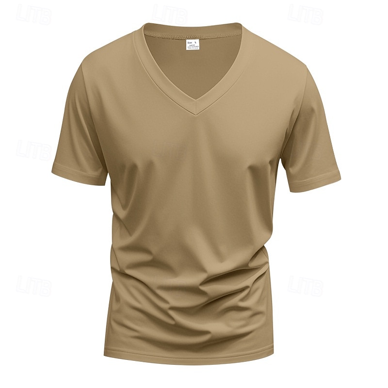 Herren T Shirt T-Shirt V-Ausschnitt T-Shirt Kurzarm V Ausschnitt Ganzjahres Einfach Mode Designer Basic Urlaub Straße Ausgehen Wein Schwarz Weiß Top T-Shirt für Herren 2025 - $12.49 –P7