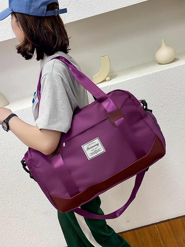 Women's Travel Duffel Bag with Shoe Compartment – Large-Capacity Waterproof Weekender Tote for Gym, Sports and Overnight TripsColor Wine Black Pink 2025 - $29.99 –P1