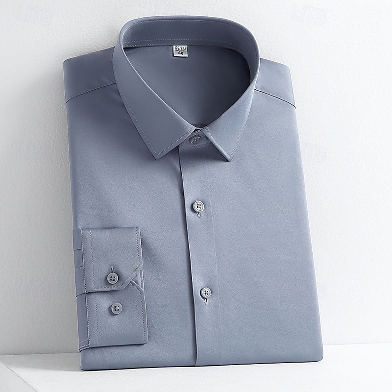 Homme Chemise Chemise boutonnée Couleur unie Mariage Soirée Noir Blanche Jaune Vert Claire manche longue Revers Printemps Automne Vêtement Tenue Poche de 2025 ? $29.99 –P8