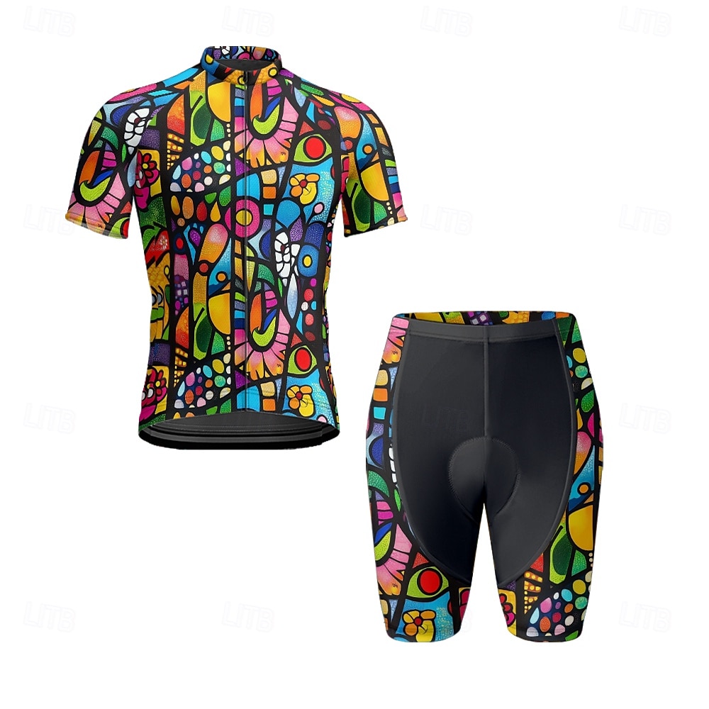 Men's Cycling Jersey with Shorts Floral Botanical Short Sleeve Bike Clothing Suit with 3 Rear Pockets Mountain Bike MTB Road Bike Cycling Front Zipper Sweat wicking Comfortable Breathable Sports 2025 - $47.99 –P4