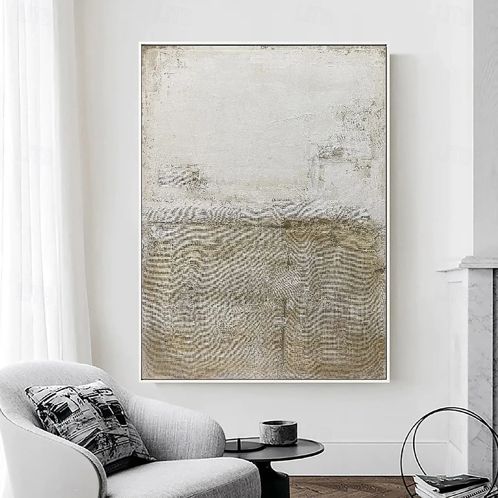 handgemachte weiße Kunst abstrakte Malerei Ölgemälde handgemalt weiße Wand Kunst braun 3D Textur Malerei handgemalt braun Strand Malerei Wand Kunst moderne Pastell Bild Zimmer Dekor 2025 - $94.99 –P5