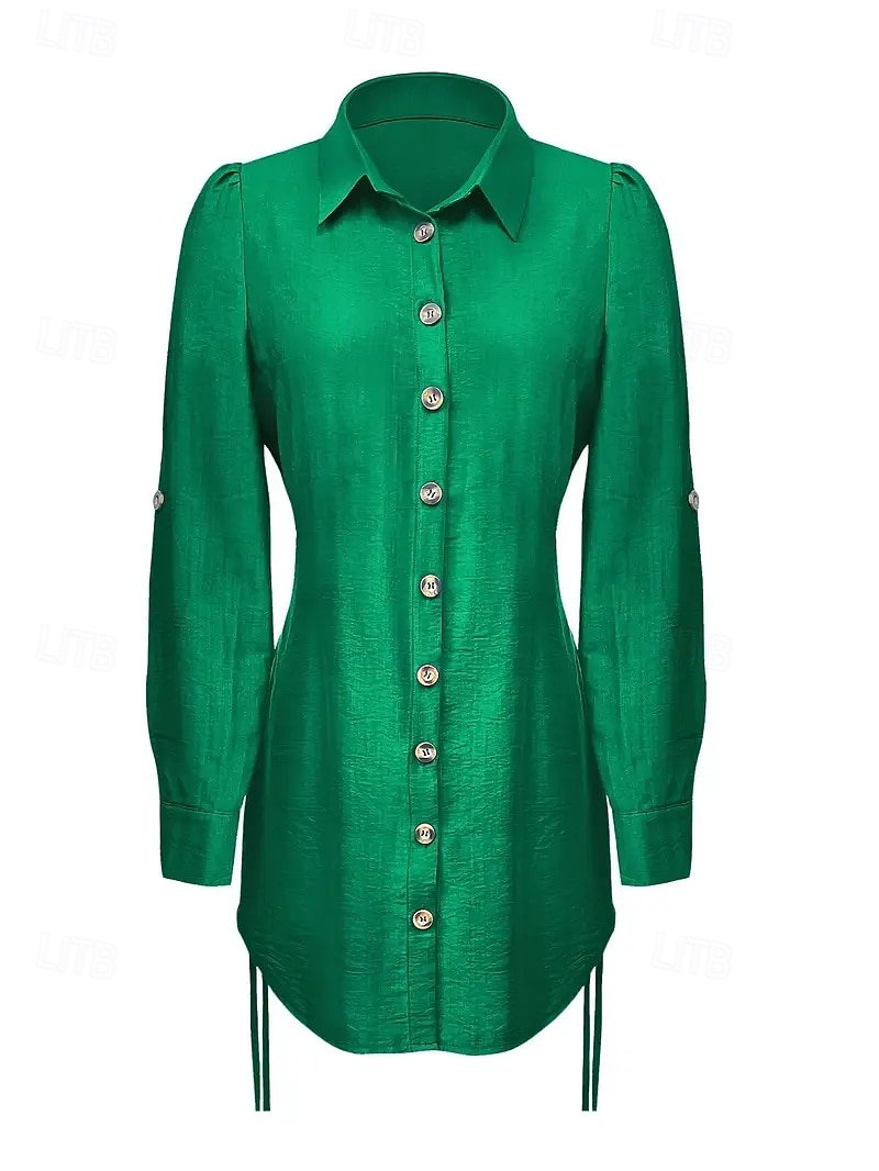 Women's Mini Dress Sexy Dress Elegant Daily Regular Fit Solid Color Long Sleeve V Neck Wine Fuchsia Green Dark Blue Fall 2025 - $22.99 –P8