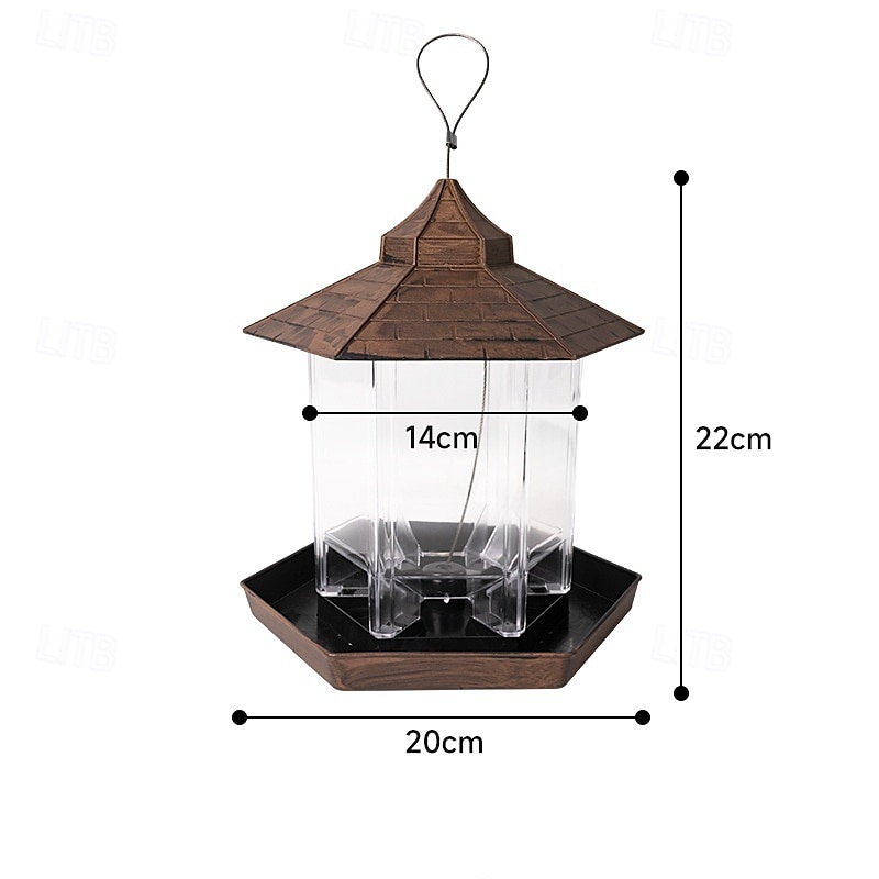voederbak voor wilde vogels, hangend, waterdicht prieel, voederbak voor vogels met dak, grijs 2025 - $12.49 –P1