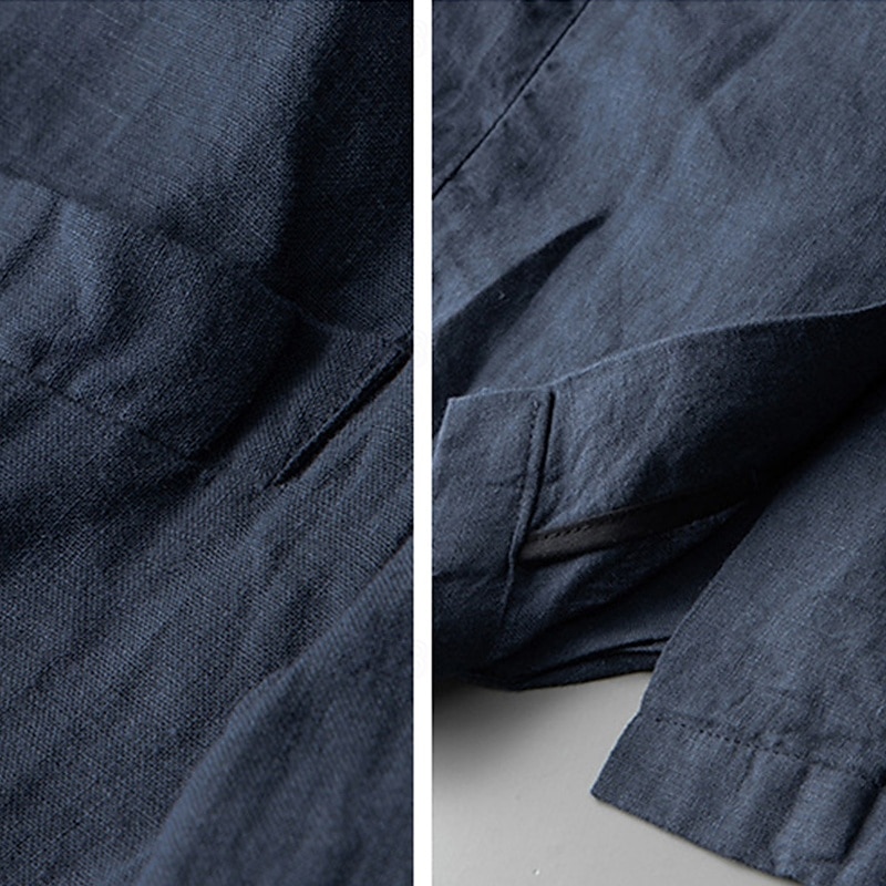 Men's 100% Linen Blazer Blazer Business Cocktail Party Wedding Party Fashion Casual Spring Autumn / Fall 100% Linen Plain Buttons Pocket Comfortable Single Breasted Blazer White Navy Blue khaki Gray 2025 - $102.99 –P7