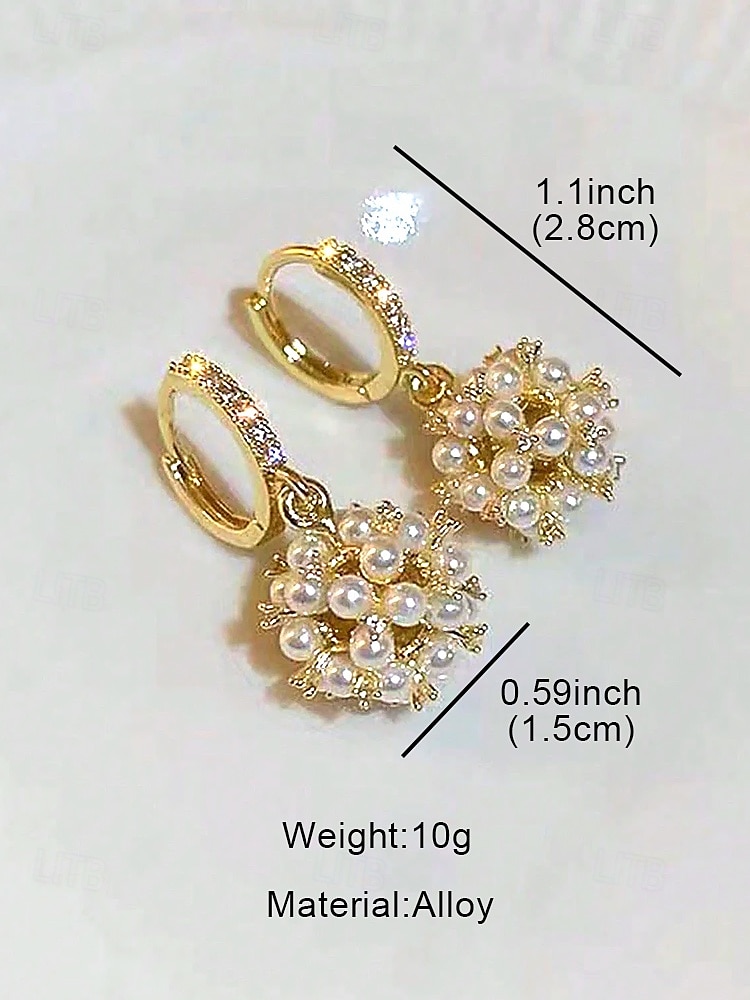 Women's Gold Plated Imitation Pearl String Earrings - Elegant women's hoop earrings perfect for formal events and weddings 2025 - $7.99 –P4