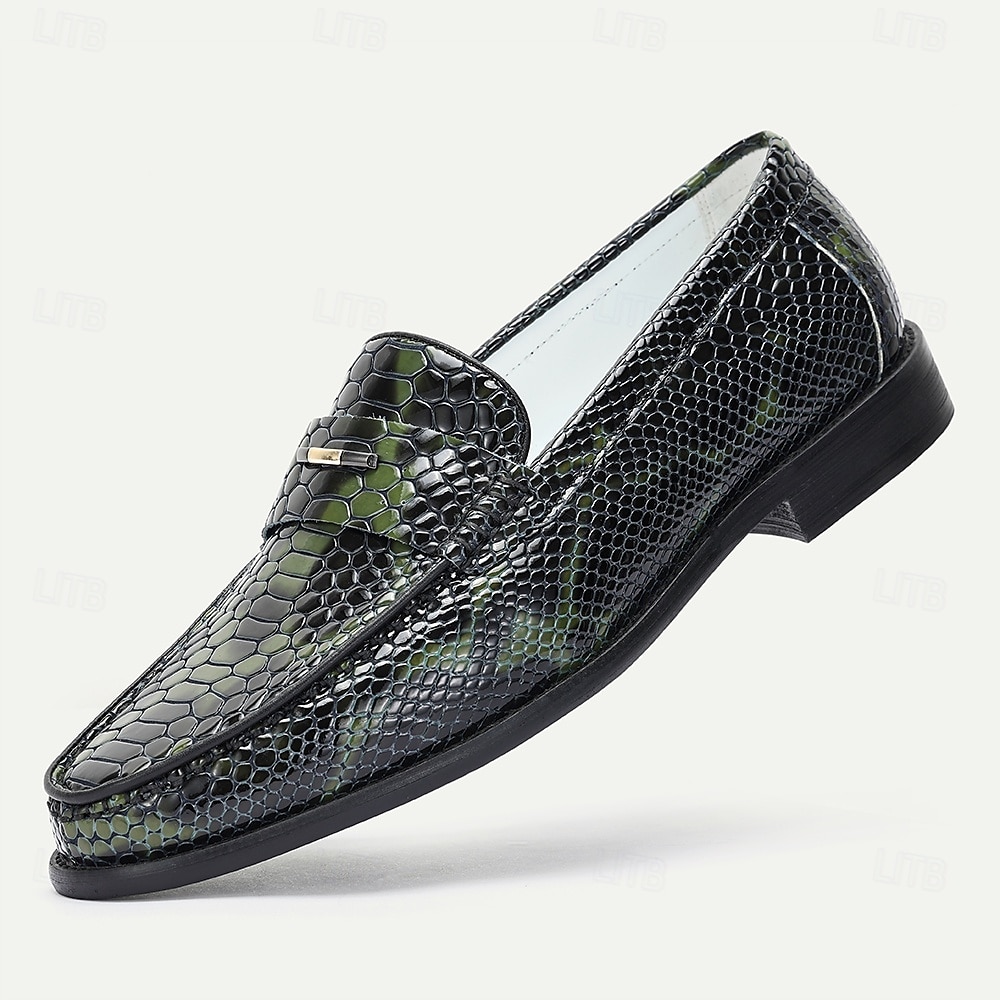 Luxuriöse Herren-Loafer aus echtem Leder – Slipper mit Schlangenmuster für formelle Anlässe und Business-Kleidung 2025 - $94.99 –P1
