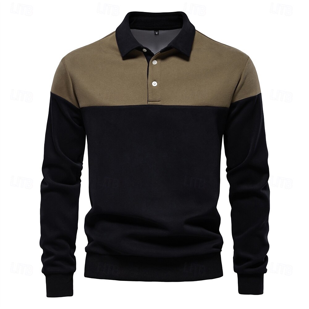 Herr Polo sweatshirt Gul Armégrön Rubinrött Blå Grön Kavajslag Färgblock Ledigt Dagligen Sport Ledigt Vår & Höst Kläder Pull Tröjor Långärmad 2025 - $25.99 –P1