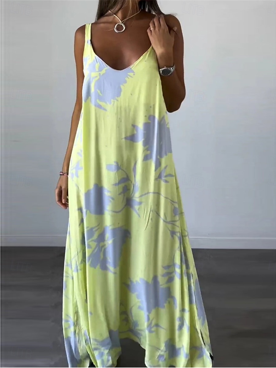 Damskie Sukienka maxi Codzienne sukienki Sukienka na ramiączkach Elegancki Codzienny Urlop Codzienny Regularny Kwiaty Bez rękawów Pasek Czarny Biały Żółty Lato 2025 - $31.99 –P5