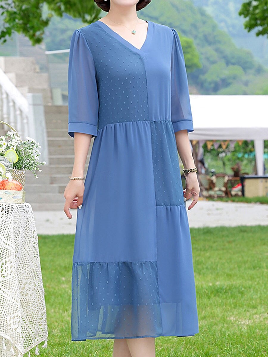Női Hosszú ruha Maxi ruha hétköznapi ruha A vonalú ruha Elegáns Stílusos Alkalmi Vakáció Hétköznapi Napi Normál Sima Rövid ujjú V-alakú Arcpír rózsaszín Medence Nyár Tavasz 2025 - $48.99 –P8