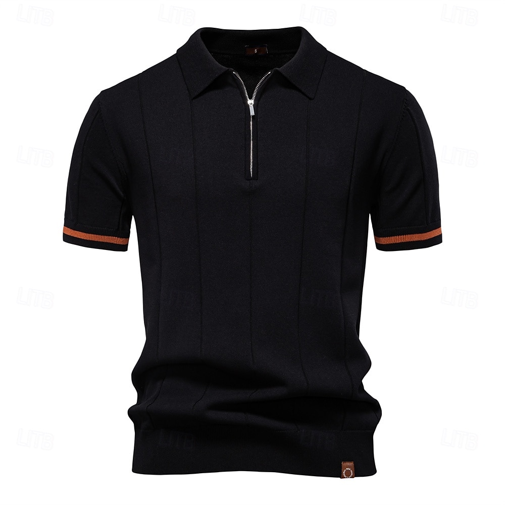 Miesten Polo Neulo poolo Muodollinen Työ Sänkyjen avaus Neljänneksen postinumero Lyhythihainen Yhtenäinen väri Sulkea jnk vetoketju Kevät Tumman harmaa Musta Valkoinen Laivaston sininen Khaki Harmaa 2025 - $27.99 –P9