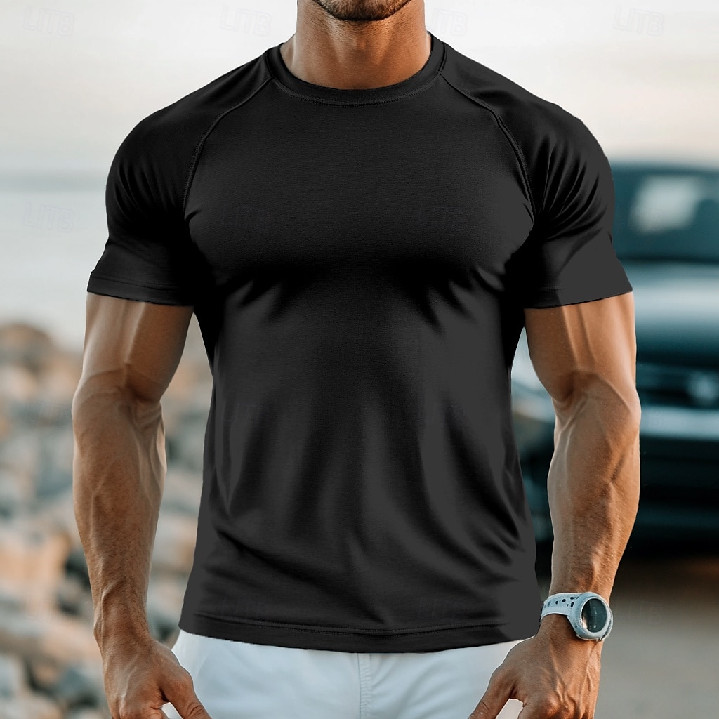 Men's T Shirt Muscle Shirt Moisture Wicking Shirts Short Sleeve Crew Neck Summer Plain Sports Lightweight Sporty Athletic Fitness Gyms White Top Tee for Men 2026 - $12.49 –P6