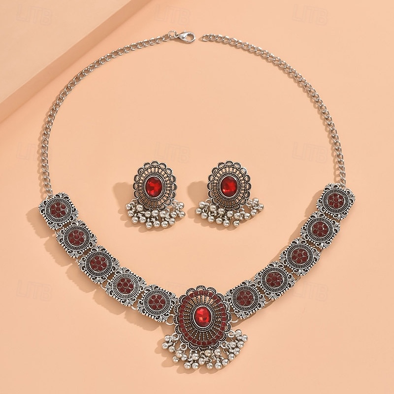 Conjuntos de joyas para novias, 1 juego de pendientes de aleación de diamantes de imitación, collar, conjunto de joyas artísticas de moda elegante para mujer para bodas, invitados a la boda, fiesta, 2025 - $16.99 –P5