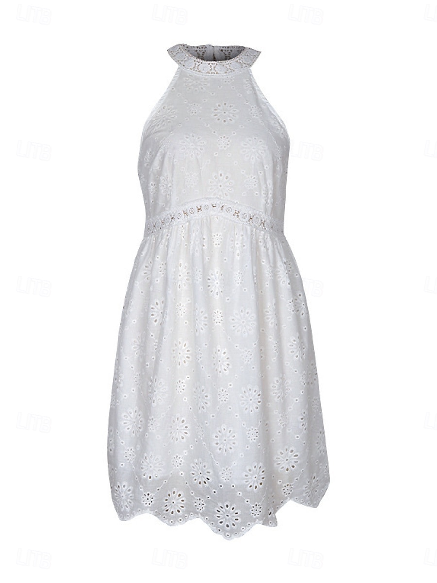 Damen Minikleid Weißes Kleid Freizeitkleid Boho-Kleid Basic Lässig Urlaub Täglich Normale Passform Einfach Ärmellos Neckholder Weiß Sommer 2025 - $33.99 –P8