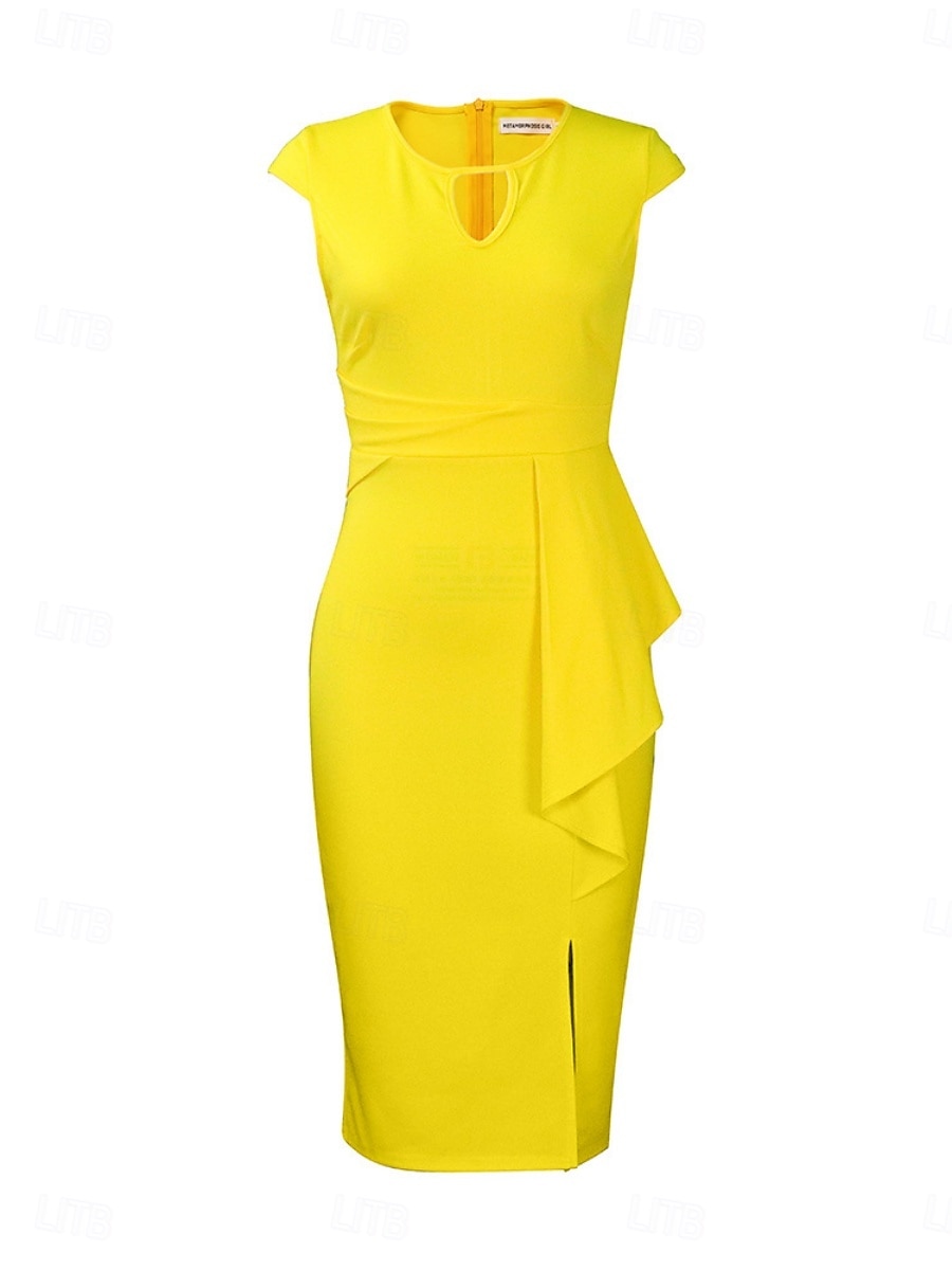 Kentucky Derby Dámské Midi šaty Letní šaty Bodycon šaty Fit A Flare šaty Večírek koktejl Semiformální šaty Dovolená Denní Běžný Grafika Bez rukávů Do V Žlutá Léto 2025 - $37.99 –P2