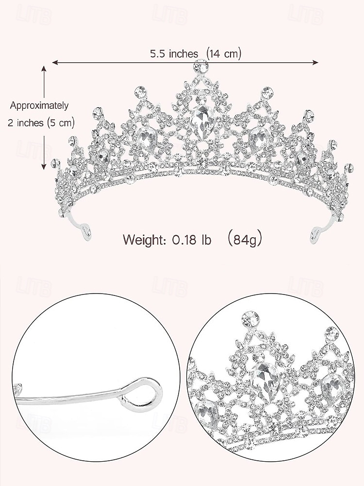Zilveren tiara met strass steentjes en sieradenset voor dames – elegante ketting, oorbellen en kroon voor bruiloften, optochten en speciale gelegenheden 2025 - $19.99 –P6