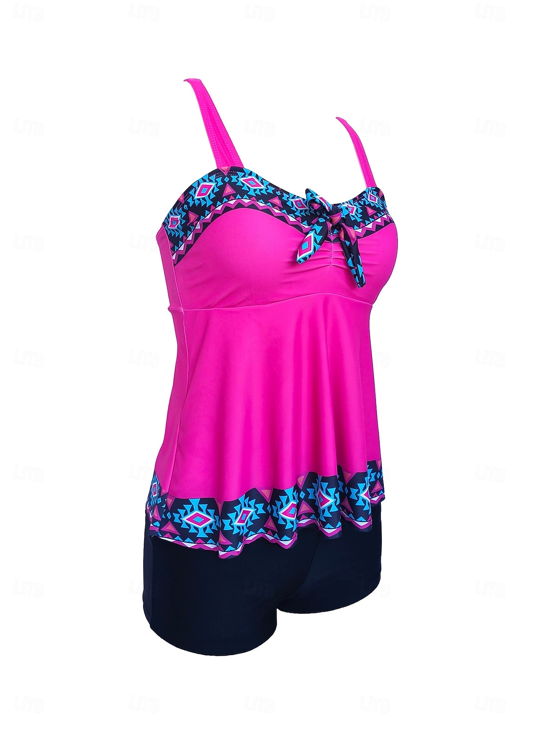 Pentru femei Costume de Baie 2 bucăți Pantaloni Scurți Costum de baie Fără Spate Geometric Vacanță Costum de plajă Grafic Gât asimetric Fără manșon Costume de baie 2025 - $26.99 –P11