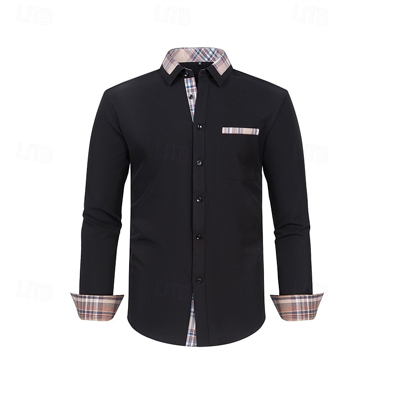 Herren Hemd Kleidhemd Knopfhemd Farbblock Hochzeit Täglich Dunkelgelb Schwarz Weiß Rosa Langarm Umlegekragen Frühling & Herbst Bekleidung Patchwork 2025 - $27.99 –P2