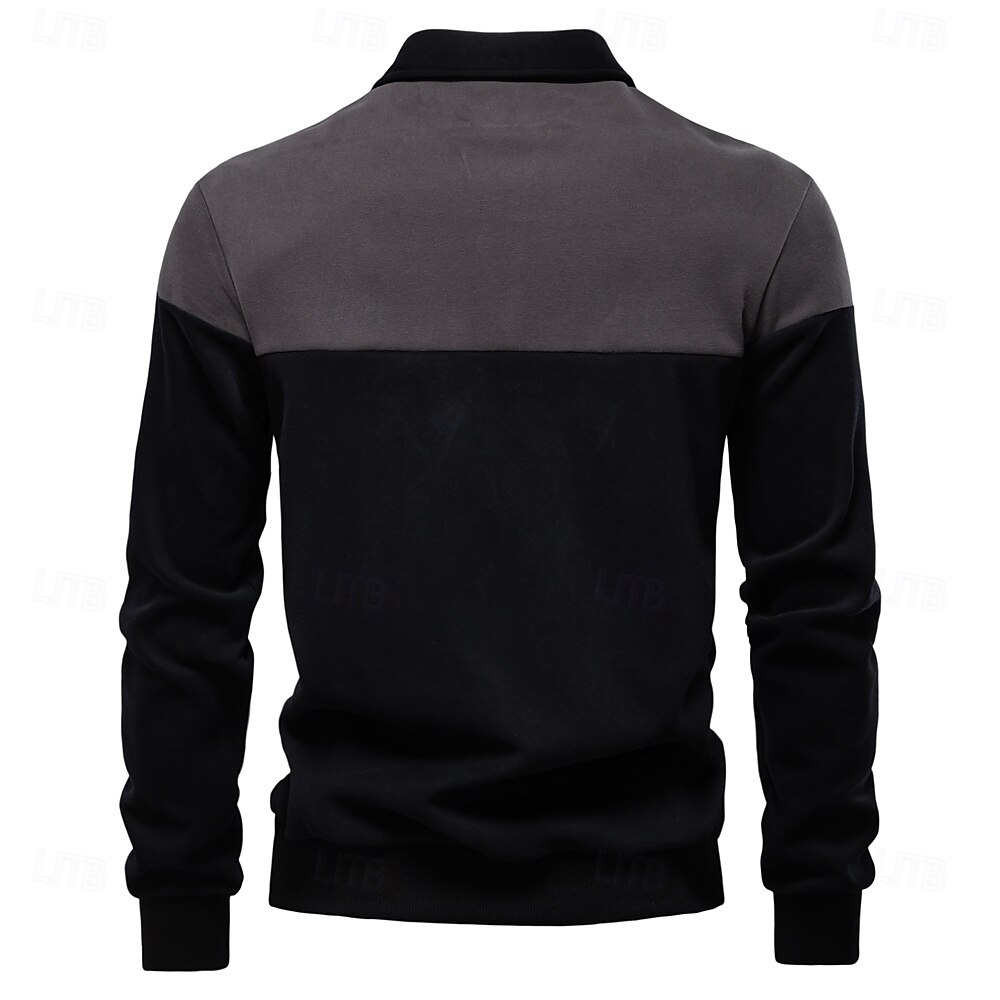 Herr Polo sweatshirt Gul Armégrön Rubinrött Blå Grön Kavajslag Färgblock Ledigt Dagligen Sport Ledigt Vår & Höst Kläder Pull Tröjor Långärmad 2025 - $25.99 –P42