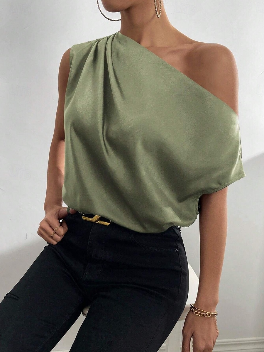 Women's Camisole Tank Top Solid Color Casual Sleeveless Crew Neck Regular Tops Daily Print Grass Green Green Beige Summer Spring 2025 - $25.99 –P10