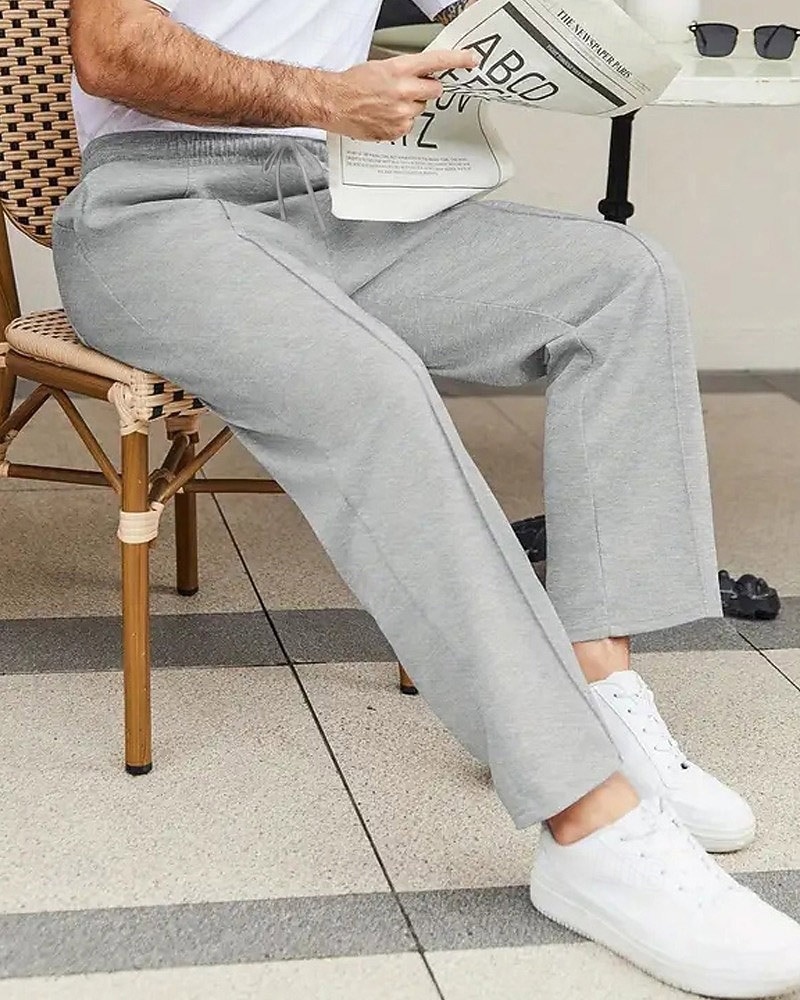 Men's Athletic Pants Wide Leg Sweatpants Trousers Pocket Drawstring Elastic Waist Plain Comfort Sports Outdoor Daily Fashion Casual Light Grey Dark Gray Micro-elastic 2026 - $20.99 –P2