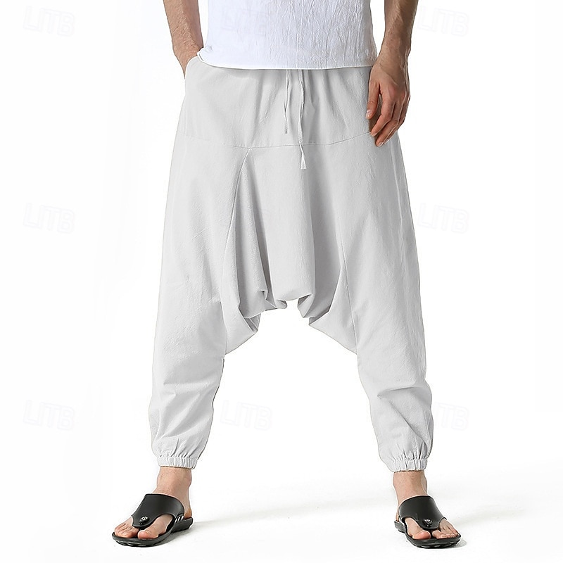 Hombre Persona que practica jogging Pantalones de algodón Pantalones Pantalones de playa Pantalones Harem Bolsillo Correa Cintura elástica Plano Comodidad Transpirable Vacaciones Diario Festivos 2025 - $23.99 –P16