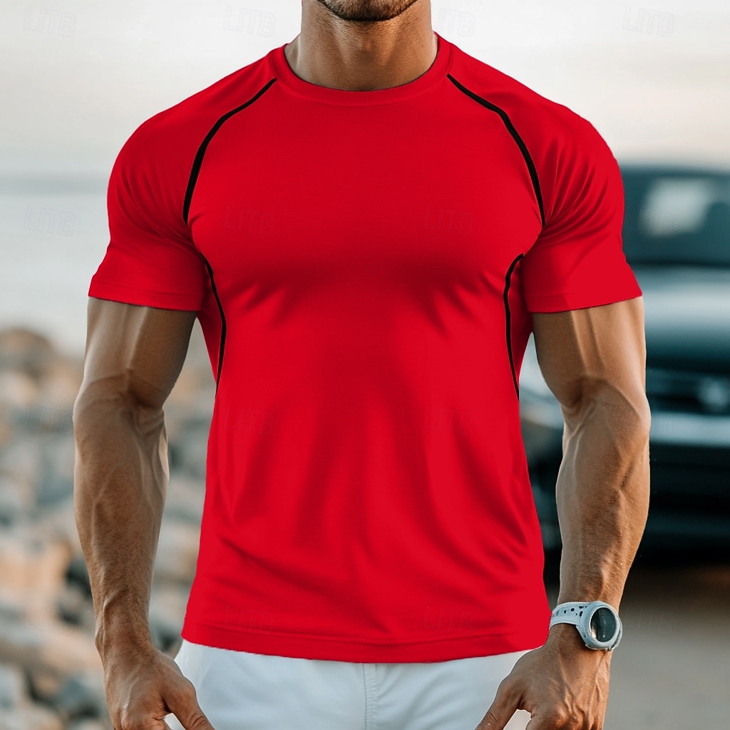 Men's T Shirt Muscle Shirt Moisture Wicking Shirts Short Sleeve Crew Neck Summer Plain Sports Lightweight Sporty Athletic Fitness Gyms White Top Tee for Men 2026 - $12.49 –P5