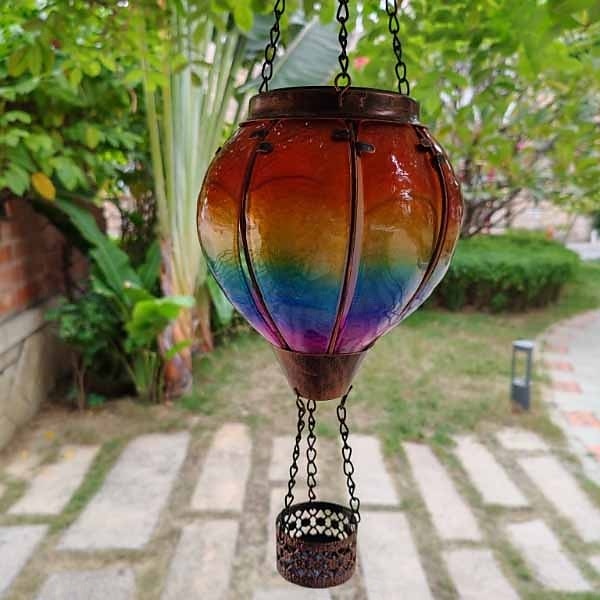 1 lampada a palloncino solare da esterno in ferro con fiamma multicolore sfumata per cortile, giardino, sentiero, prato, matrimonio, festival e atmosfera di festa del 2025 a $34.99 –P9