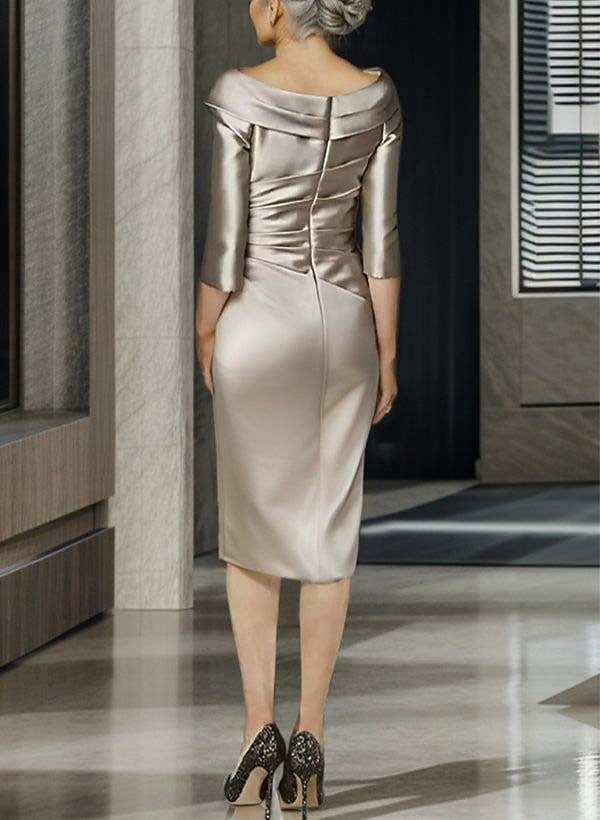 عامودي طول الساق فستان الحفلة فستان كوكتيل فستان زفاف ضيف فستان أم العروس نصف كم V رقبة أنيق عتيق فاخر رسمي ضيف حفل زفاف ساتان فساتين الجاكيتات مع طيات 2026 - $153.99 –P6