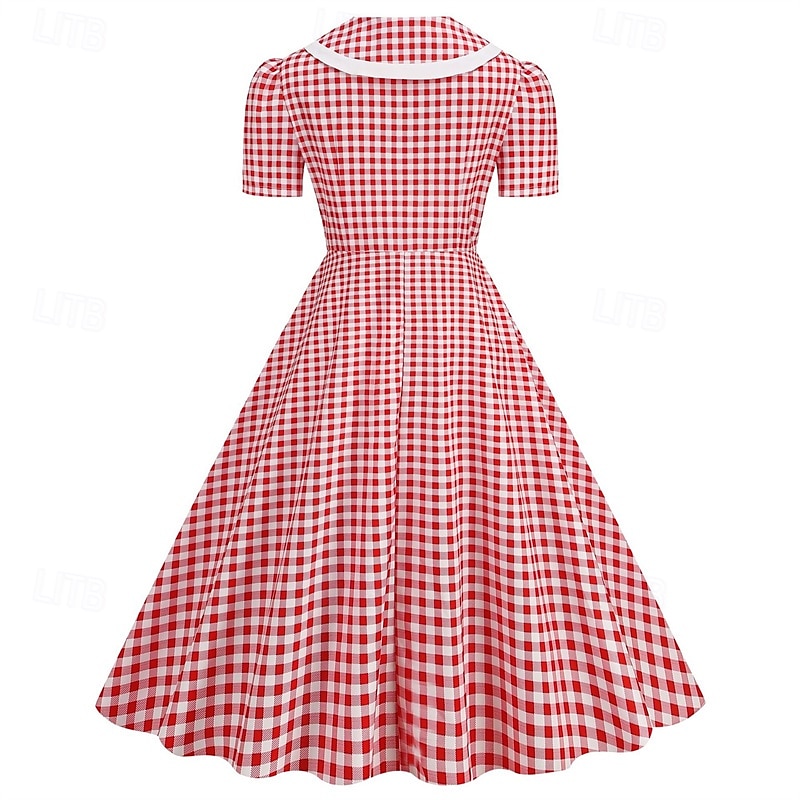 Retro 50. léta Rockabilly Šaty Houpací šaty Maškarní kostým Dámské Karneval Plesová maškaráda Denní nošení loučení se svobodou nevěsty Dospělé Šaty Šaty pro návrat domů 2025 - $23.99 –P18