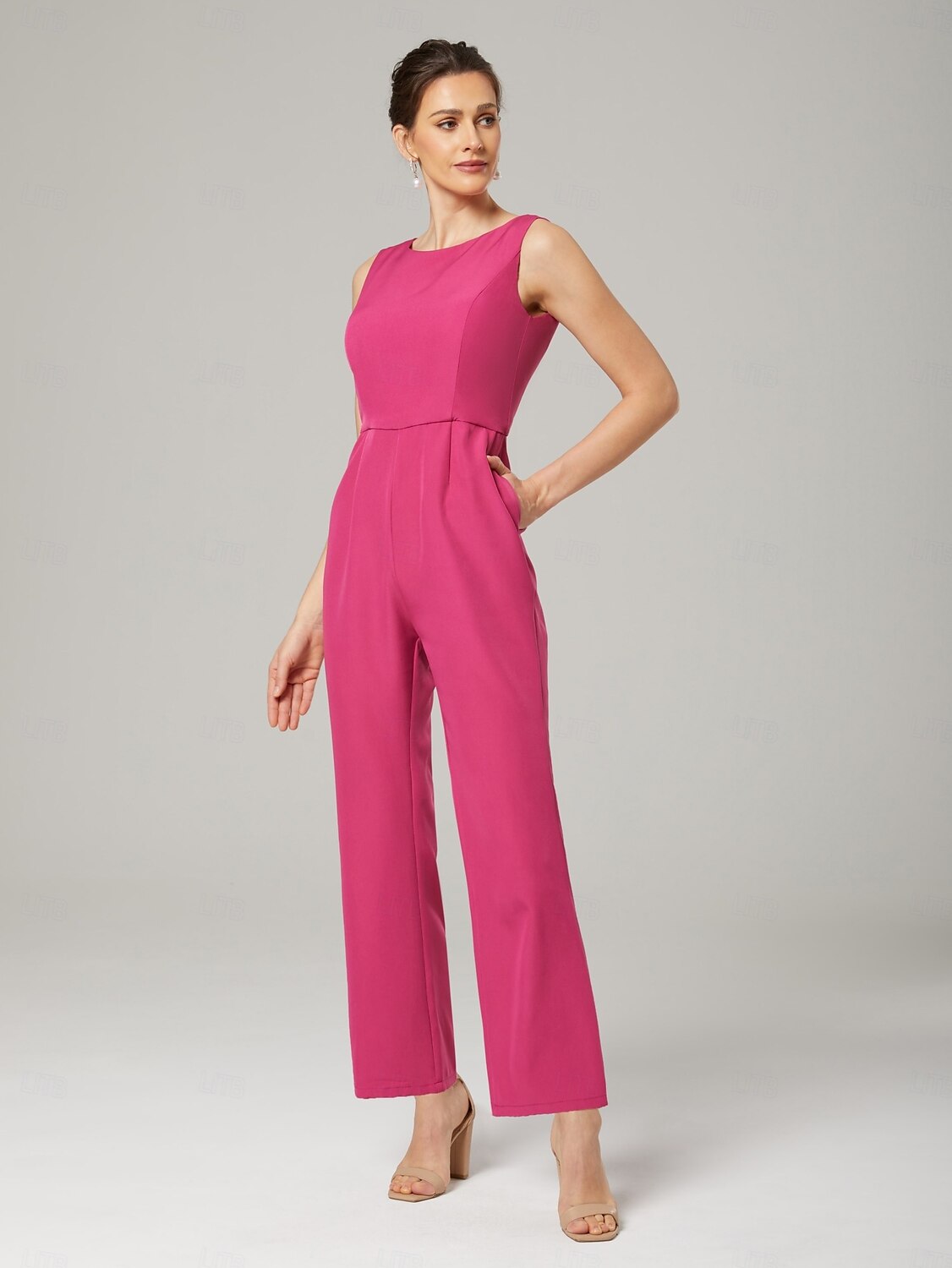 Zweiteilige Jumpsuits Mutter der Braut Elegant Wickel enthalten Juwelen-Hals Knöchellänge Stretch-Chiffon 3/4 Länge Ärmeln mit Bandage 2025 2025 - $161.99 –P5