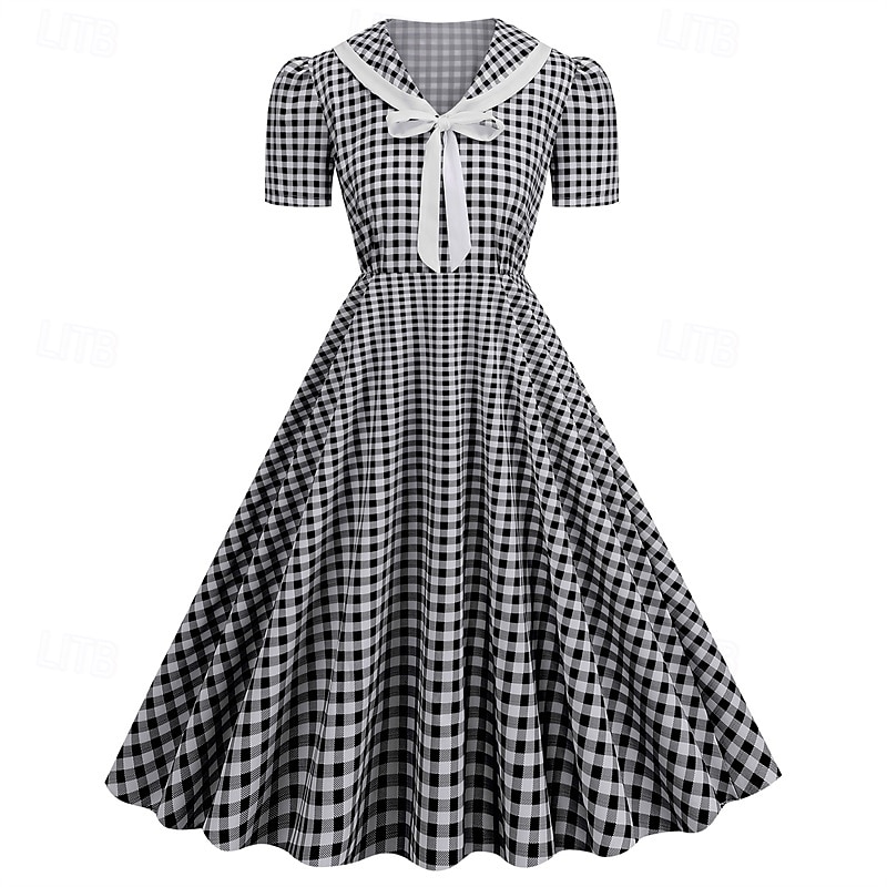 Retro 50. léta Rockabilly Šaty Houpací šaty Maškarní kostým Dámské Karneval Plesová maškaráda Denní nošení loučení se svobodou nevěsty Dospělé Šaty Šaty pro návrat domů 2025 - $23.99 –P13