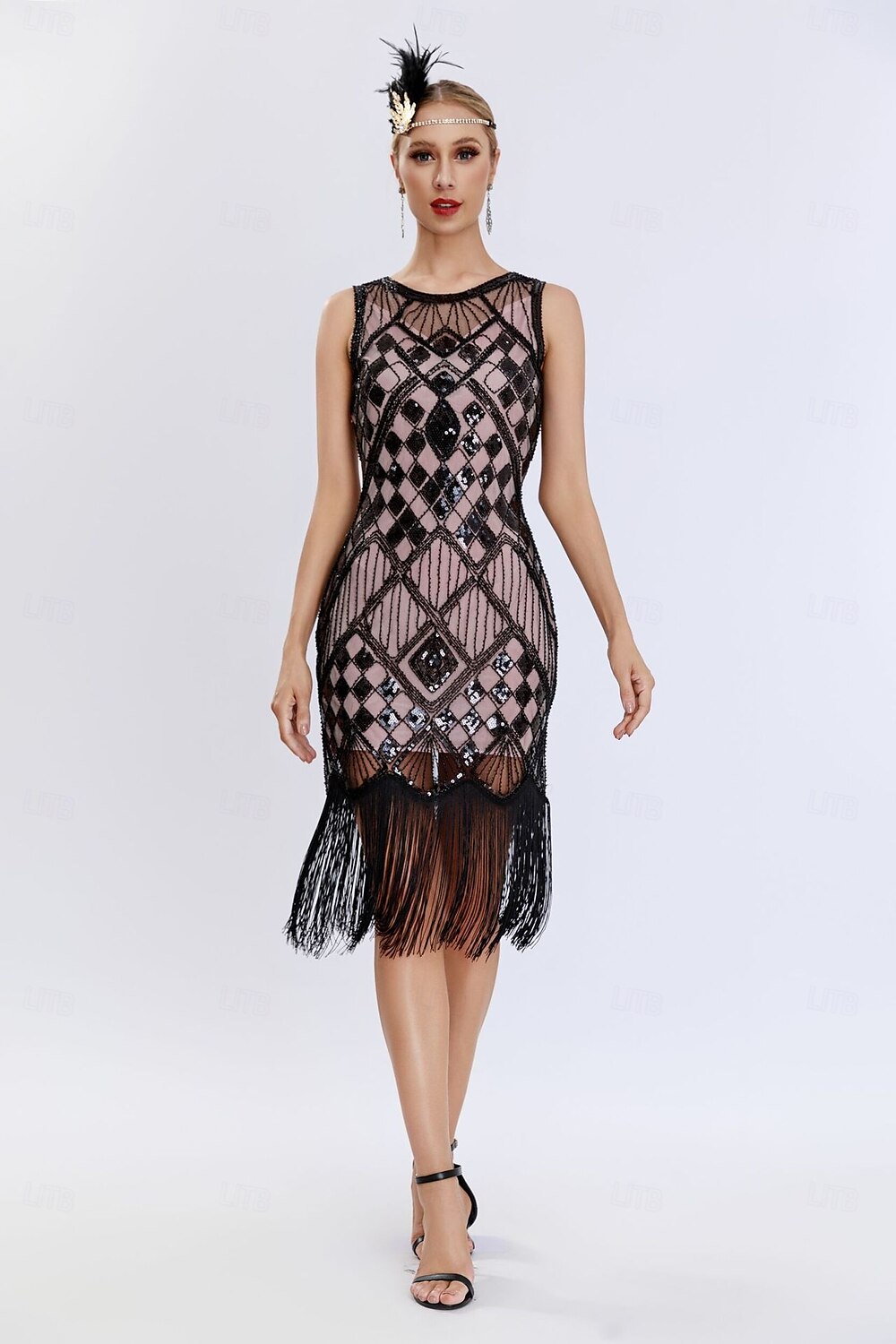 Retro Vintage Roaring 20s 1920s Flapper Dress Dress Christmas Party Dress The Great Gatsby Sequins Tassel Fringe Heart Women's Carnival Masquerade Wedding Wedding Guest Event / Party Adults' Dress 2025 - $41.99 –P4