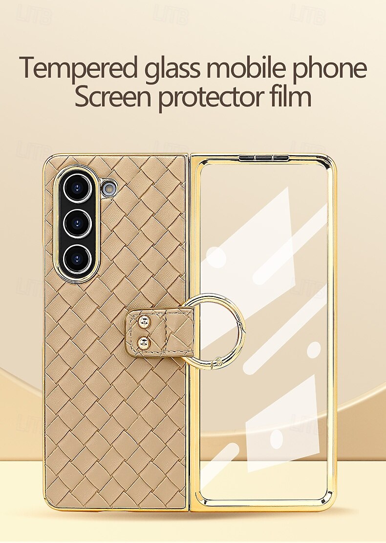 Phone Case For Samsung Galaxy Z Fold 6 Z Fold 5 Z Fold 4 Back Cover Ring Buckle Shockproof Retro PU Leather 2025 - $28.99 –P5
