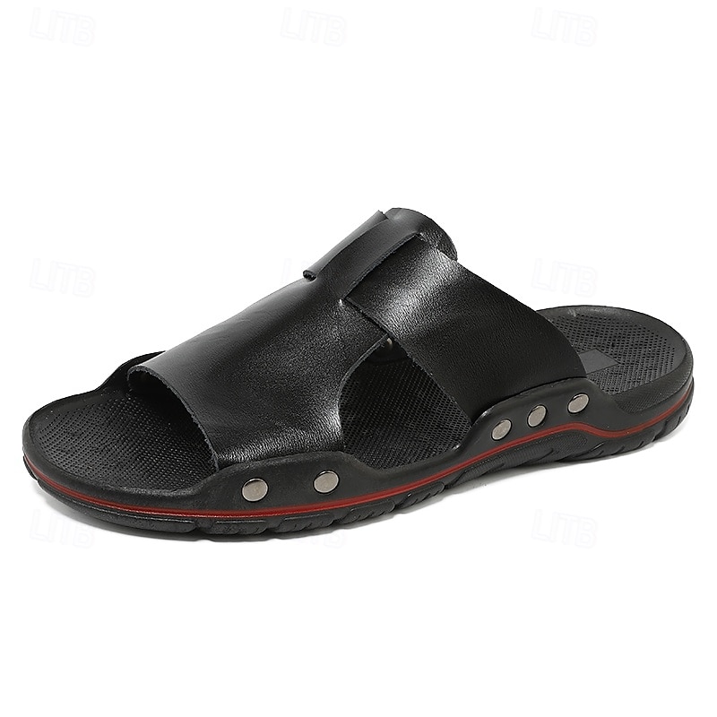 sandales décontractées à enfiler en cuir jaune pour hommes avec détails cloutés, chaussures d'extérieur confortables pour l'été de 2025 ? $26.99 –P3
