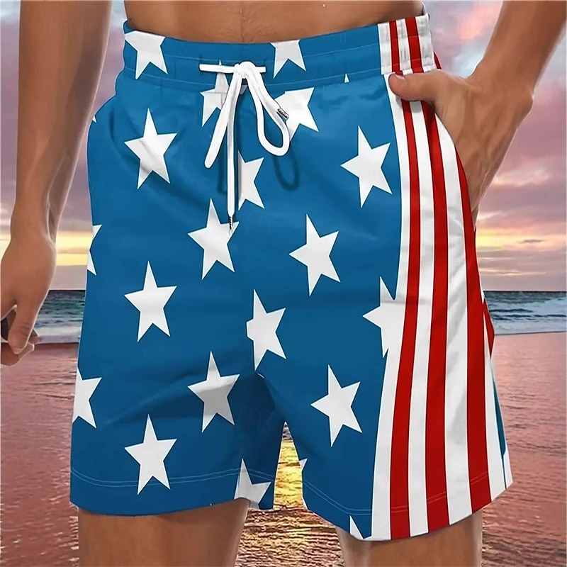 Herre Badeshorts Surfeshorts 4-veis strekkstoff Surfeshorts Bunner Snorer Med lommer Svømming Surfing Strand Vannsport Trykket Nasjonalflagg Sommer Vår 2025 - $12.99 –P3