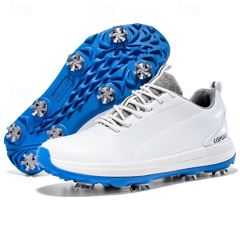 Men's Black and White Golf Shoes with Spiked Sole, Breathable Upper, and Lightweight Design for Comfort and Support on the Golf Course 2025 - $69.99 –P2