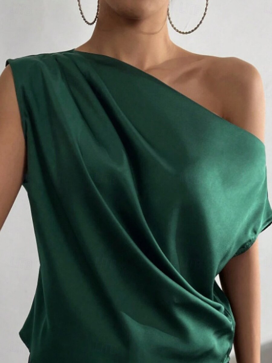 Women's Camisole Tank Top Solid Color Business Modern Casual Sleeveless Asymmetrical Regular Tops Work Formal Wear Black Pink Brown Green Beige Summer Spring 2025 - $19.99 –P2
