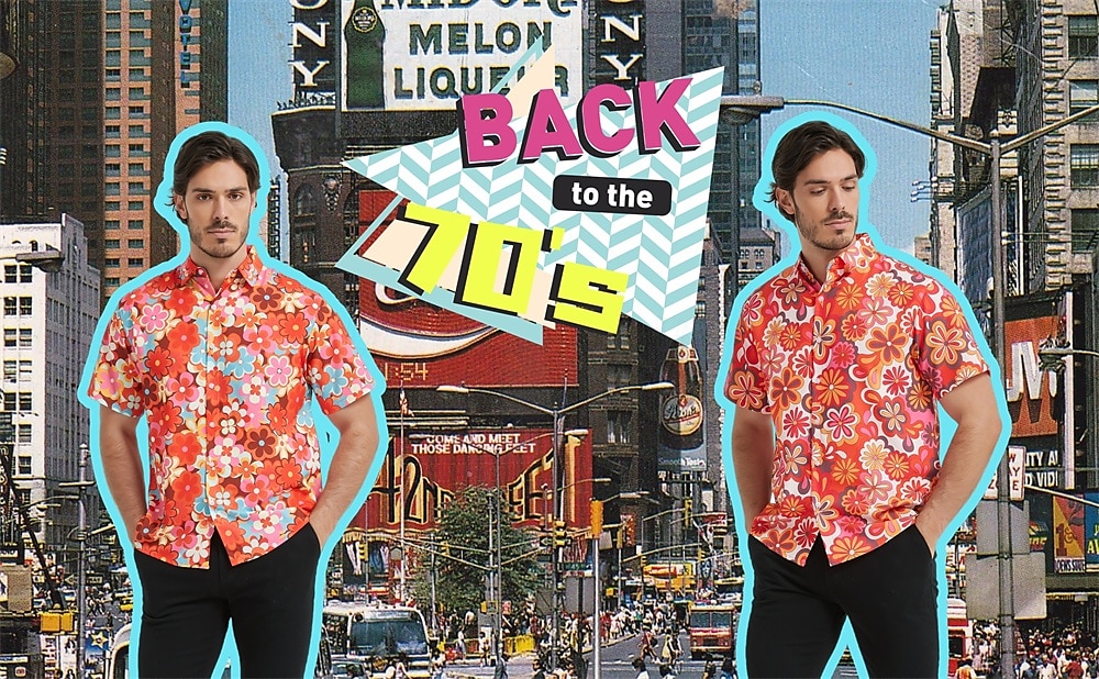 Retro 70. léta Tričko Aloha košile Hippie Květinový Maškarní kostým Pánské Dovolená Párty Pride Parade Dospělé Tričko 2025 - $20.99 –P1